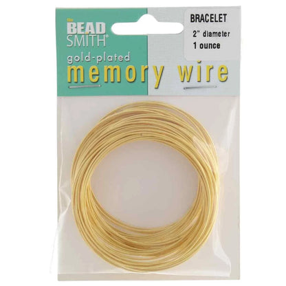 Beadsmith Gold Plated Steel Bracelet Memory Wire 2", 1 oz (approx. 70-75 loops)