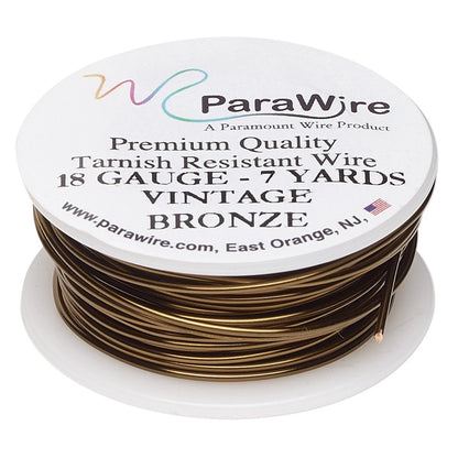 ParaWire Vintage Bronze Round Wrapping Wire, 18 Gauge (1.02mm), 7 yd