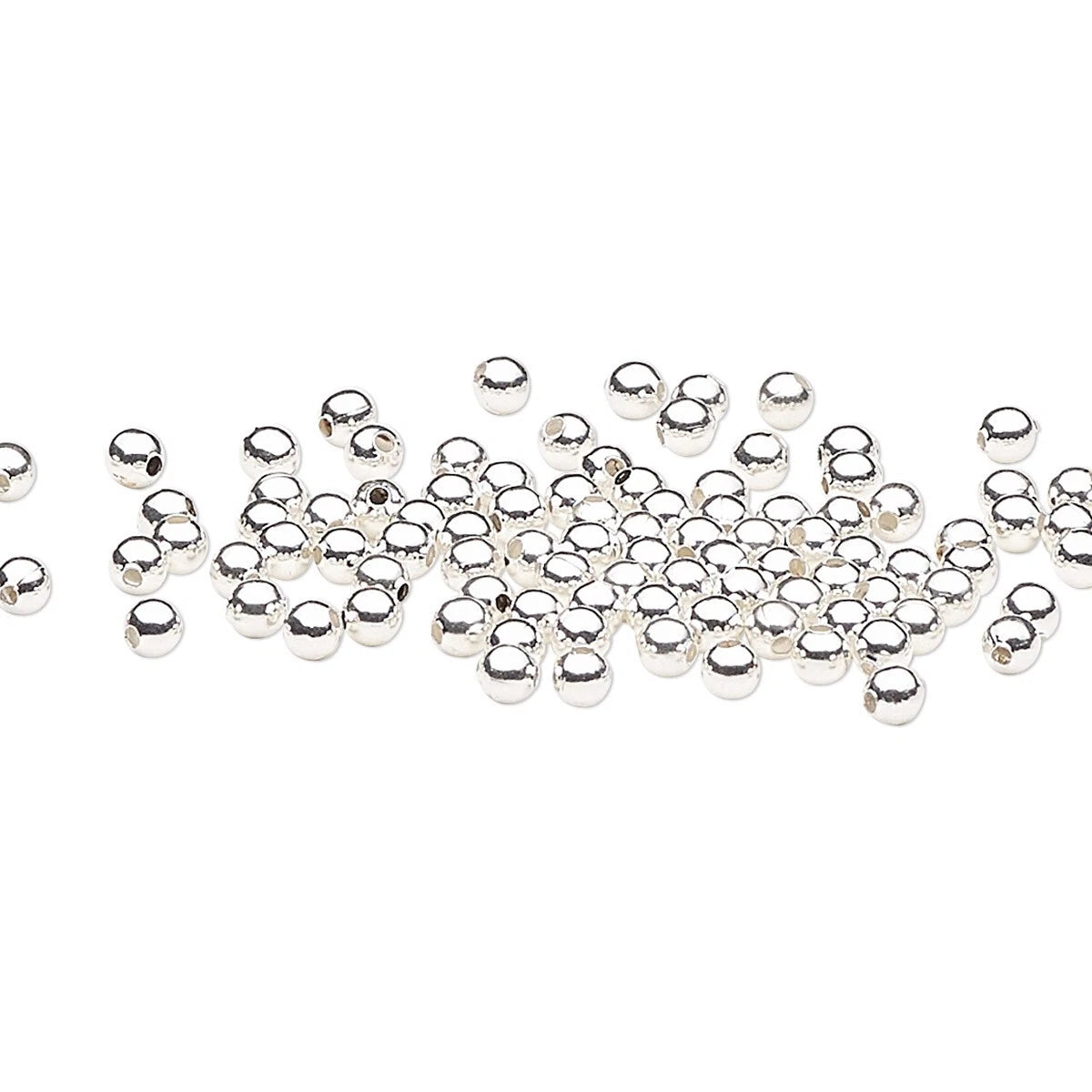 Silver-Plated Brass Smooth Round Spacer Beads, 2mm, 100 pcs