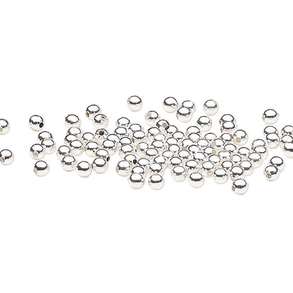 Silver-Plated Brass Smooth Round Spacer Beads, 2mm, 100 pcs