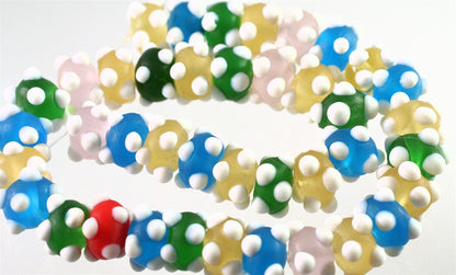 Lampwork Glass Frosted Multicolor Bumpy Rondelle Beads, 1 Strand (approx. 40-41)