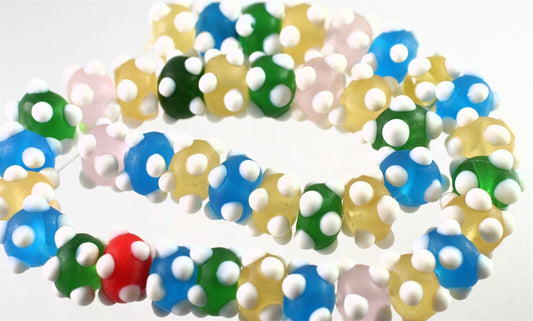 Lampwork Glass Frosted Multicolor Bumpy Rondelle Beads, 1 Strand (approx. 40-41)