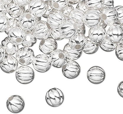 Silver Plated Brass 3mm Corrugated Round Beads