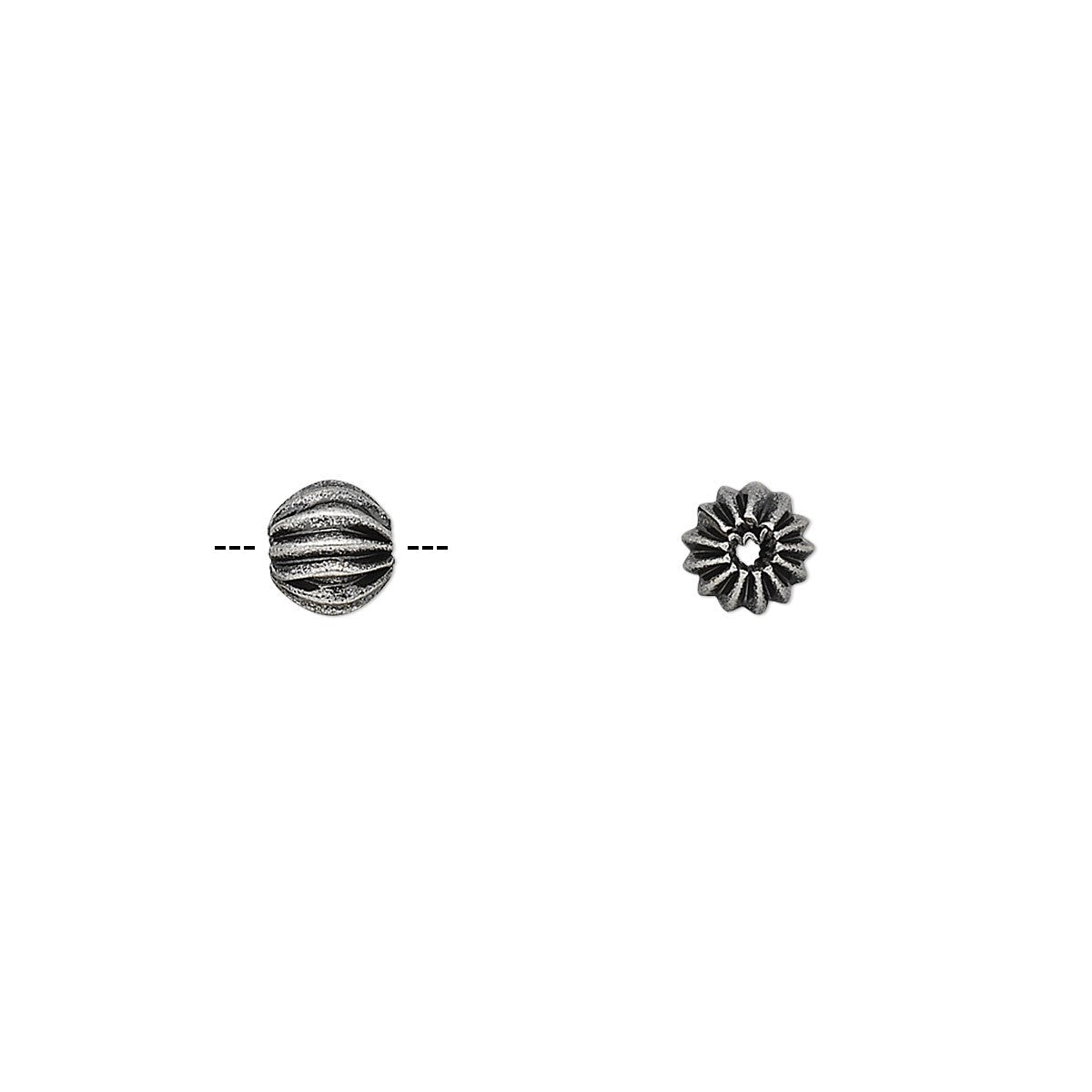 Antiqued Silver Plated Brass 5mm Fluted Round Spacer Beads 1mm Hole (72 pc)