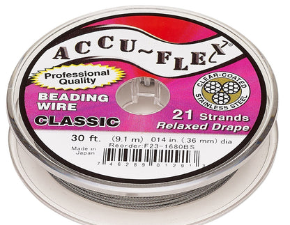 Accu-Flex 21 Strand Clear Beading Wire 0.014" Diameter, 30 Foot Spool
