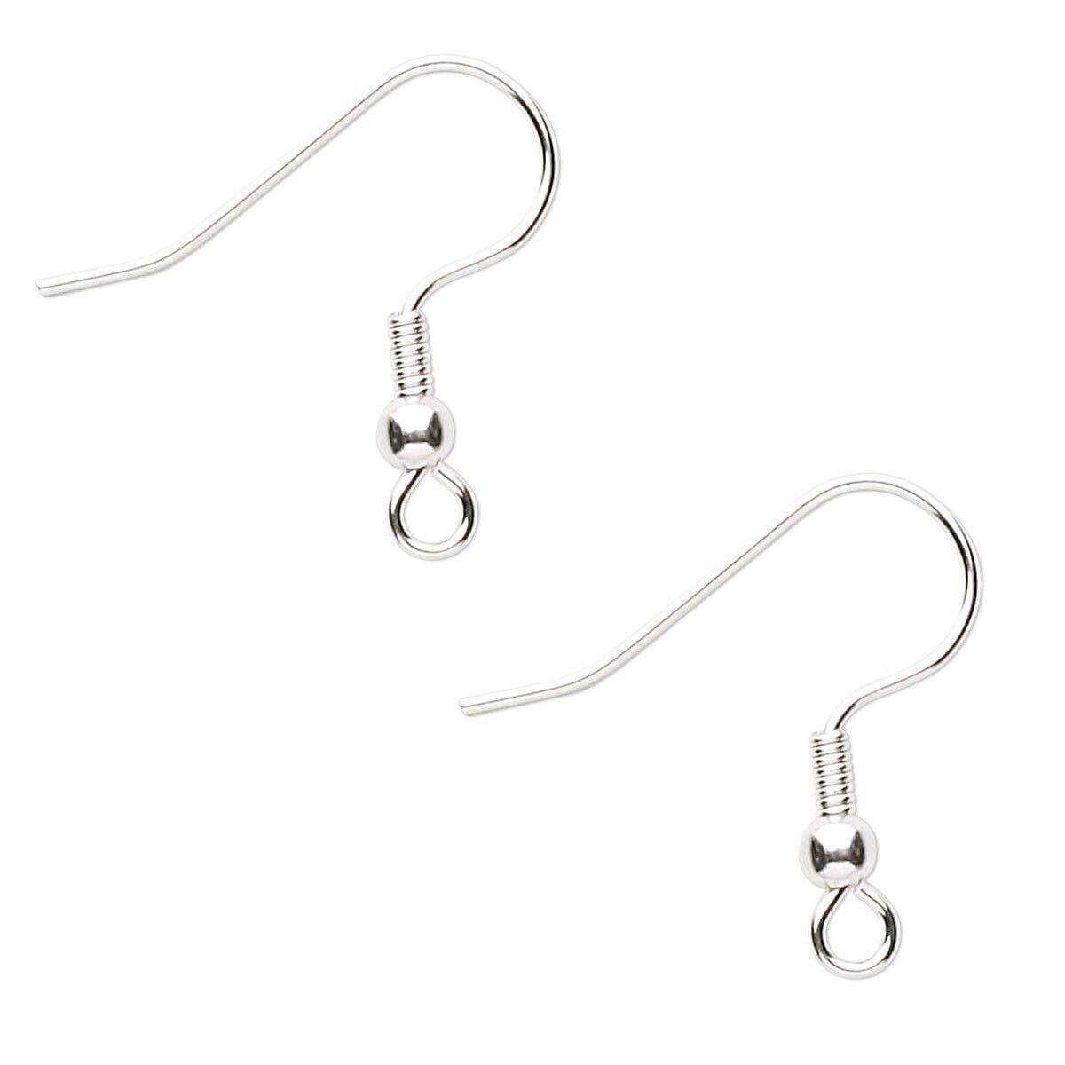 Two silver earring hooks on a white background