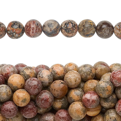 Natural Leopardskin Jasper 8mm Round Beads with 0.5-1.5mm Hole, 1 Strand (approx. 50)