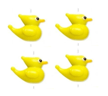 Lampwork Glass Yellow 3D Duck 16x15mm Beads, 4 pcs