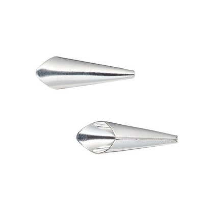 Silver Plated Brass Smooth Cone Bead Caps 21x7mm, Pkg of 12