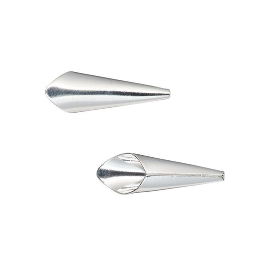 Silver Plated Brass Smooth Cone Bead Caps 21x7mm, Pkg of 12