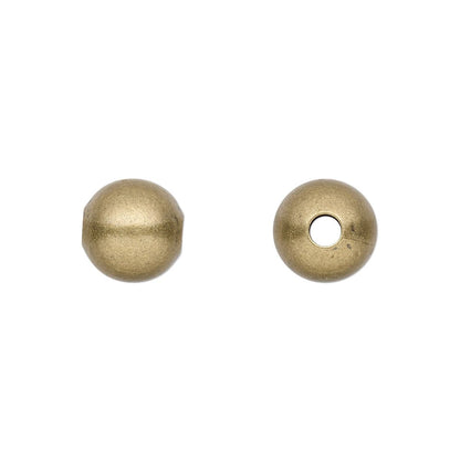 Antiqued Gold Plated Brass Smooth Round Beads, 10mm