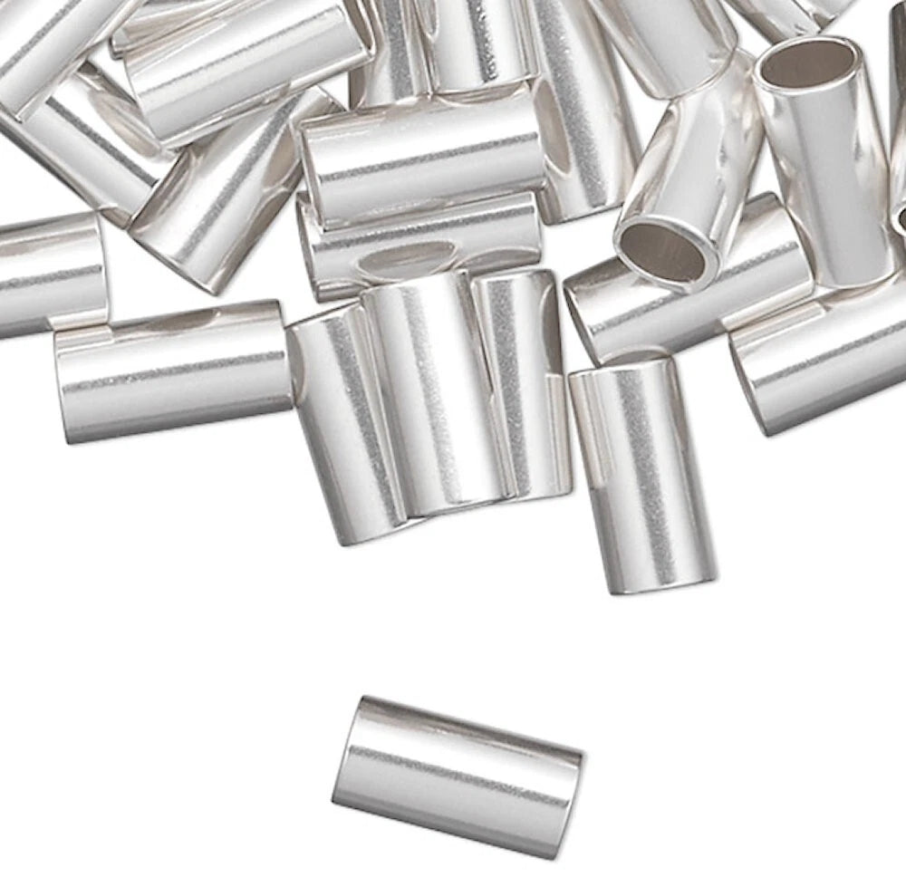 Sterling Silver Seamless Cut Tube Crimp Beads, 6x3mm, 10 pcs