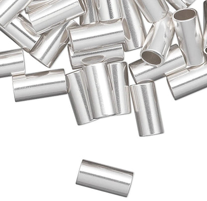 Sterling Silver Seamless Cut Tube Crimp Beads, 6x3mm, 10 pcs