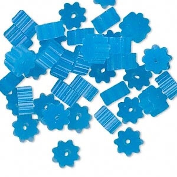 Blue Ribbed Bead Huggers 3x1.7mm - 100 Pieces