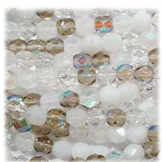 Czech Fire Polished Glass Round Beads, 8mm, 50 pcs