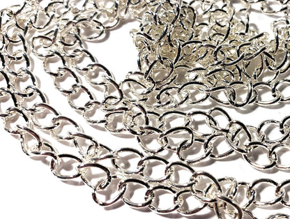 Silver Plated Steel Cable Chain, 8x5mm Links, 5 ft