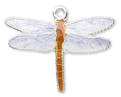 Cloisonné Sterling Silver Dragonfly Charm 20x16mm Blue & Brown (1 pc)
