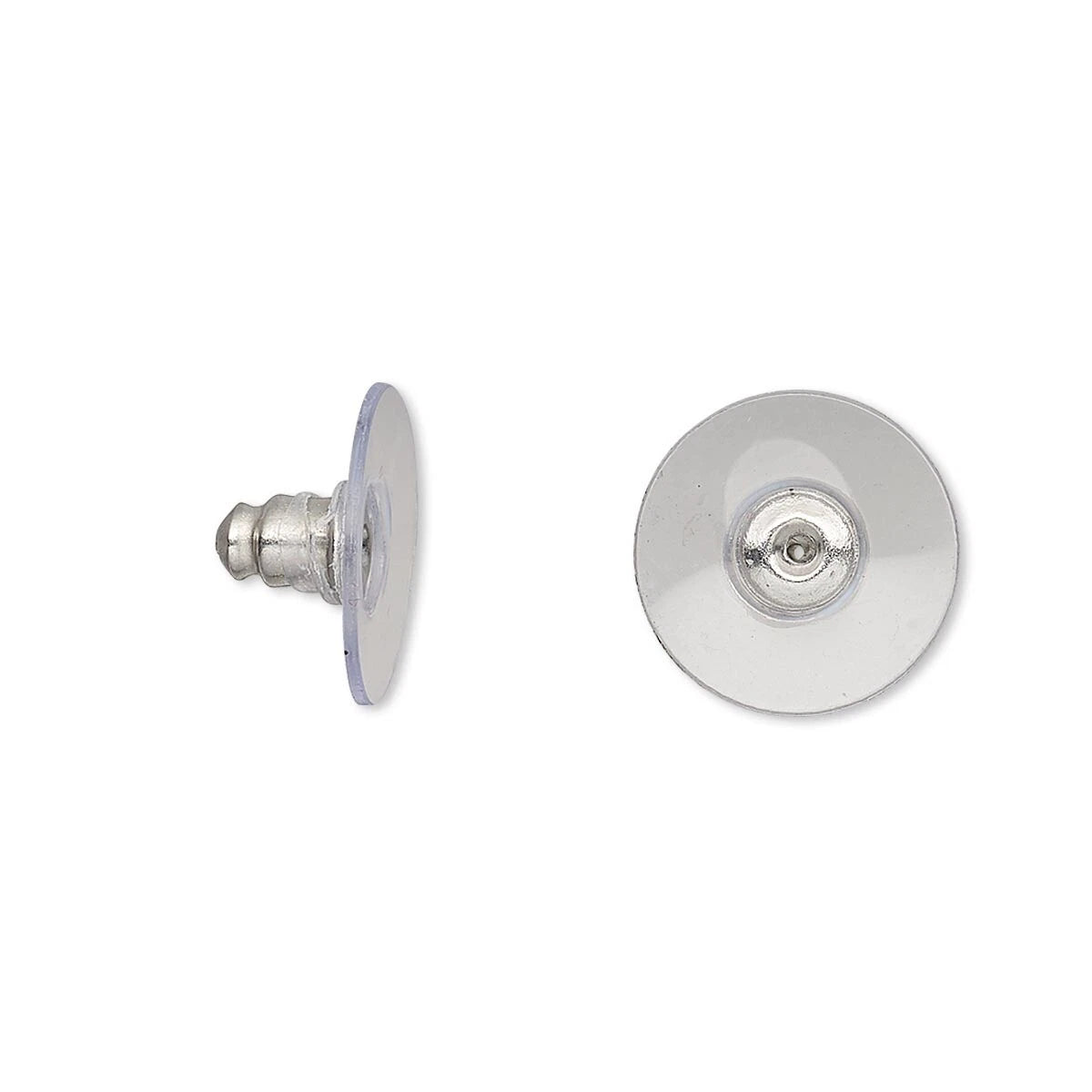 Stainless Steel Comfort Clutch Earring Backs, 13mm, with Clear Acrylic Pad, 20 pcs