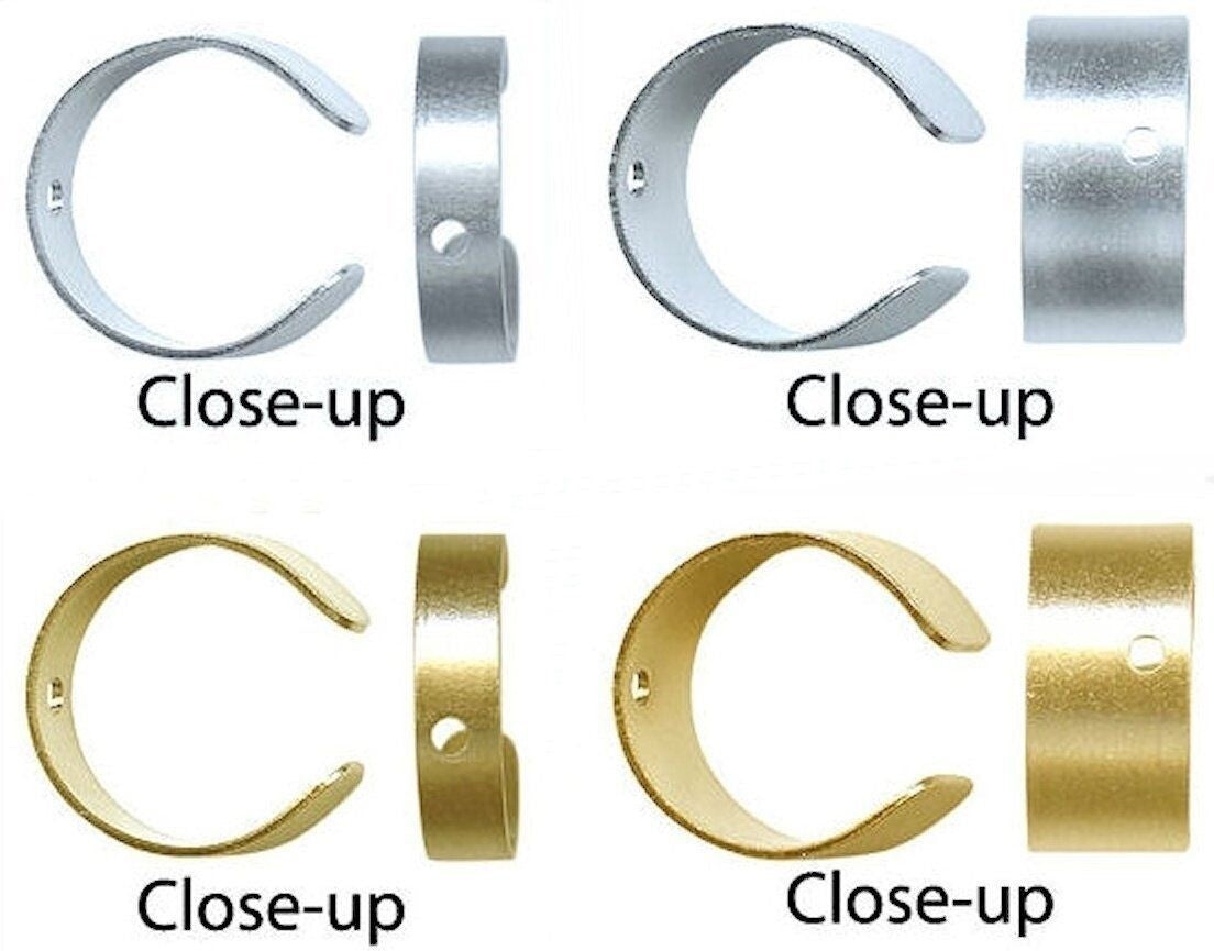 BeadSmith Plated Brass Plain Ear Cuffs with Hole, 3mm or 6mm, 12 pcs
