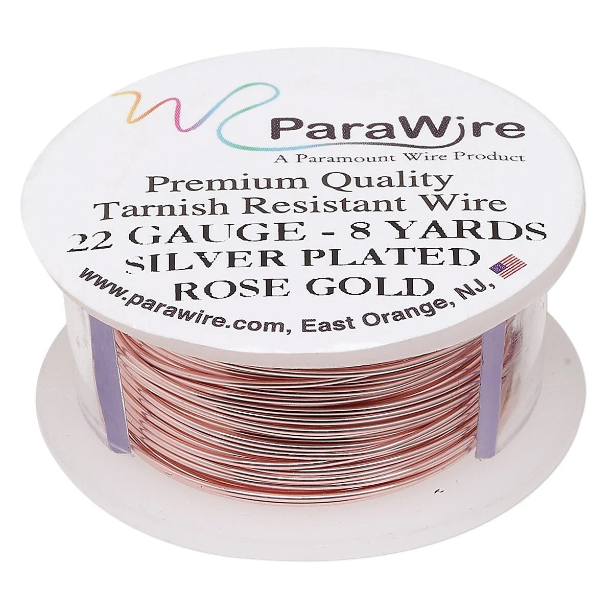 ParaWire Rose Gold Round Wrapping Wire, 22 Gauge (0.64mm), 8 yd