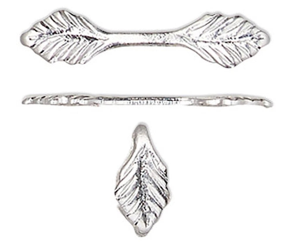 Silver Nickel Plated Brass Fold-Over Glue-On Leaf Bail 12.5x3mm - 100 pcs
