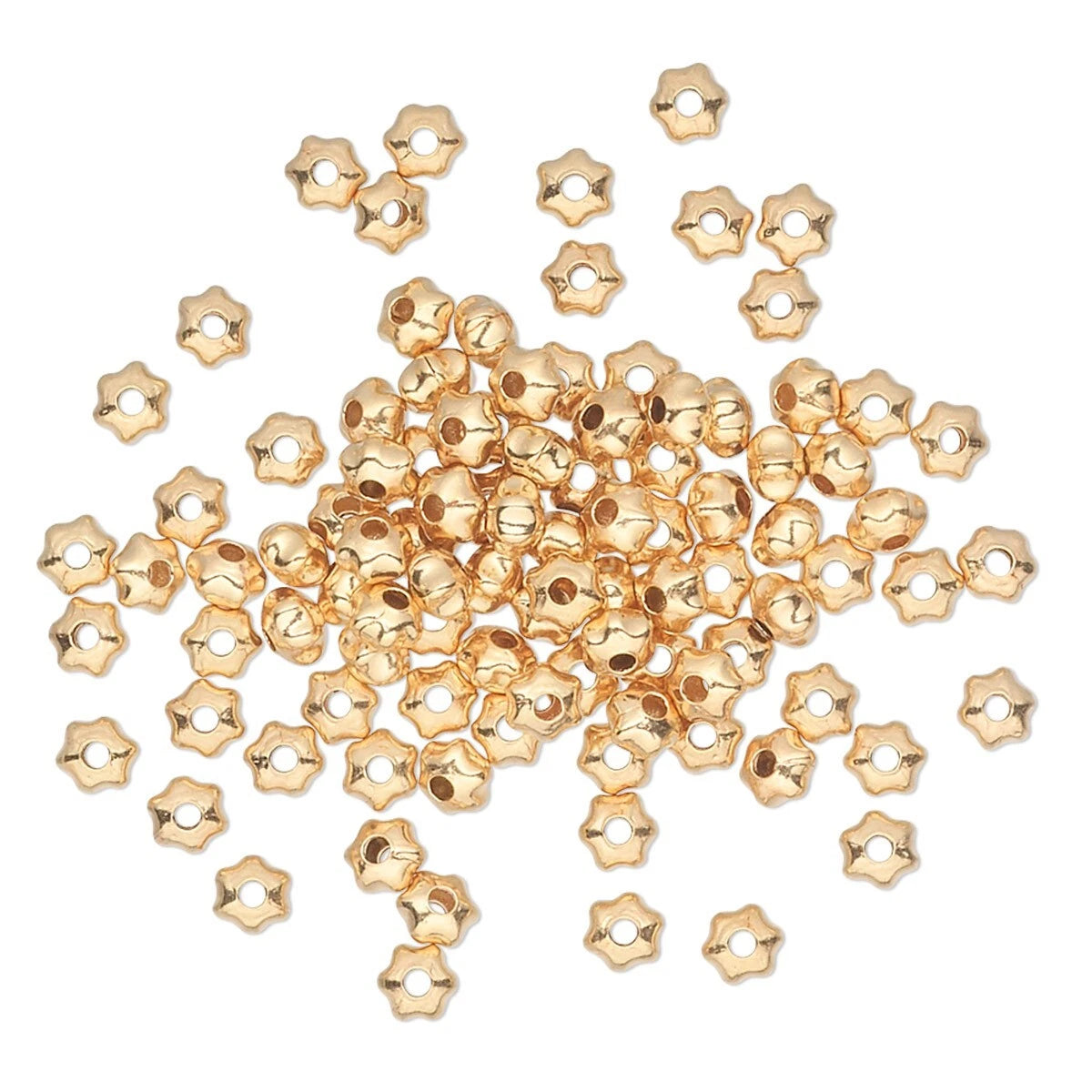 Gold Plated Brass Smooth Star Spacer Beads, 3x2mm, 100 pcs