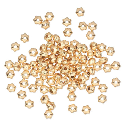 Gold Plated Brass Smooth Star Spacer Beads, 3x2mm, 100 pcs