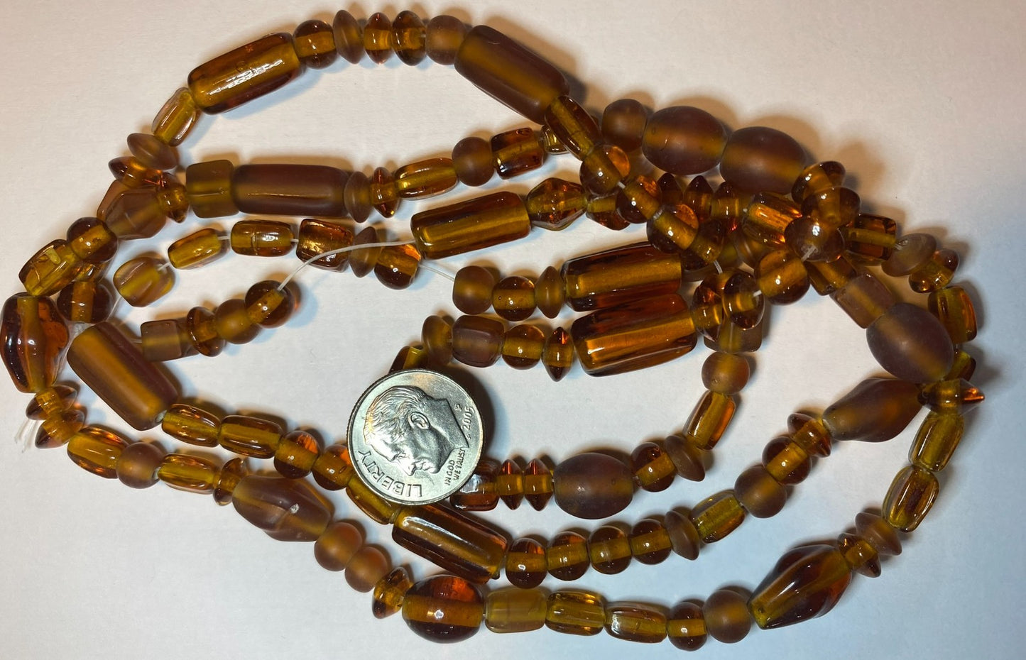 Lampwork Glass Beads, Frosted Amber, Mixed Shapes, 6-15mm, 50g pkg