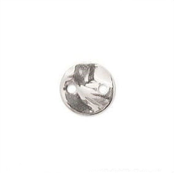Beadsmith Silver Plated Hammered Round Disc 2-Hole Connectors, 8mm, 12 pcs