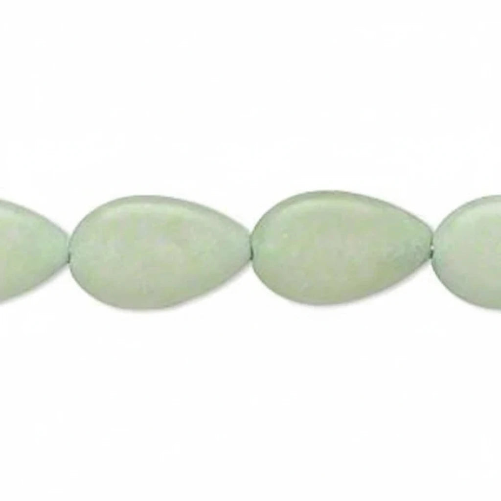 Pale Green Magnesite Flat Teardrop Beads, 16x10mm, D&S - 1 Strand (approximately 25 pcs)