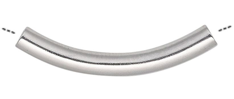 Stainless Steel Curved Tube Beads 26x3mm, 10 pcs