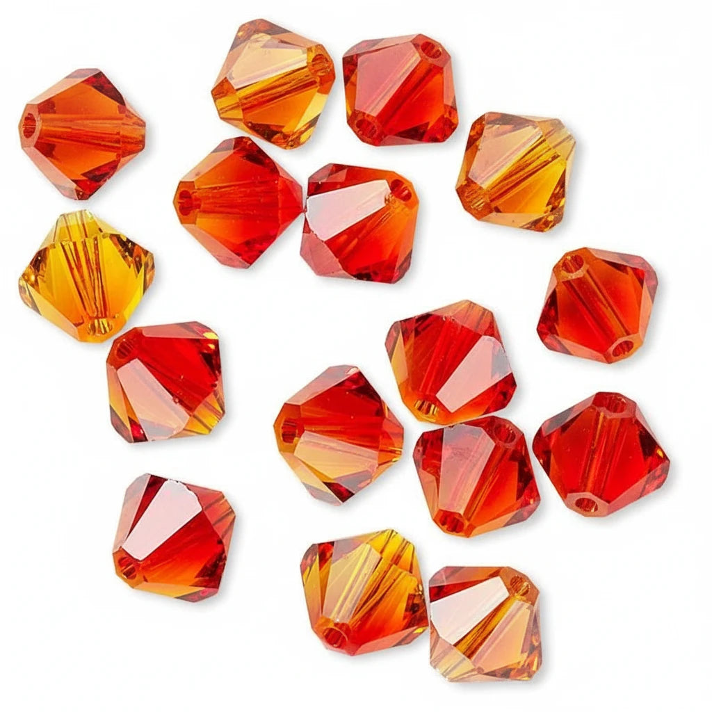 Swarovski Fire Opal Xilion Crystal Bicone Beads (5328), 6mm, 24 pcs