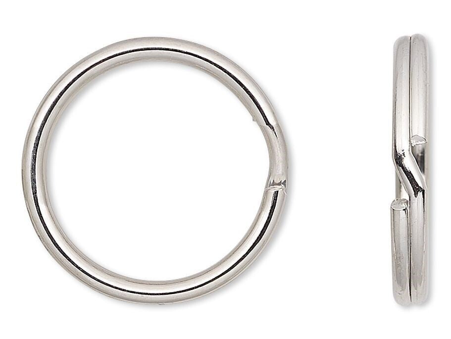 Silver Steel 20mm Round Split Rings Keyrings with 16.6mm Inside Diameter (100 pc)