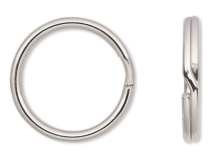 Silver Steel 20mm Round Split Rings Keyrings with 16.6mm Inside Diameter (100 pc)