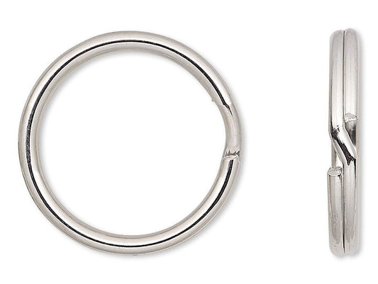 Silver Steel 20mm Round Split Rings Keyrings with 16.6mm Inside Diameter (100 pc)