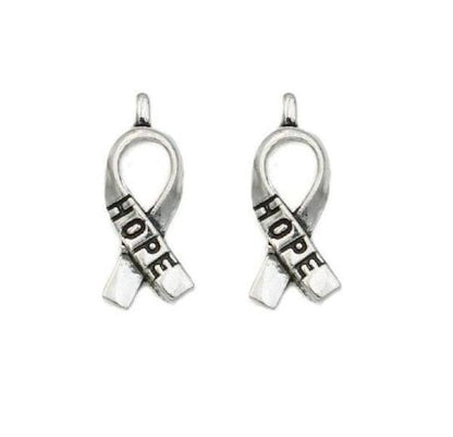 Antiqued Silver Pewter HOPE Awareness Ribbon Charms, 7x18mm, 12 pcs