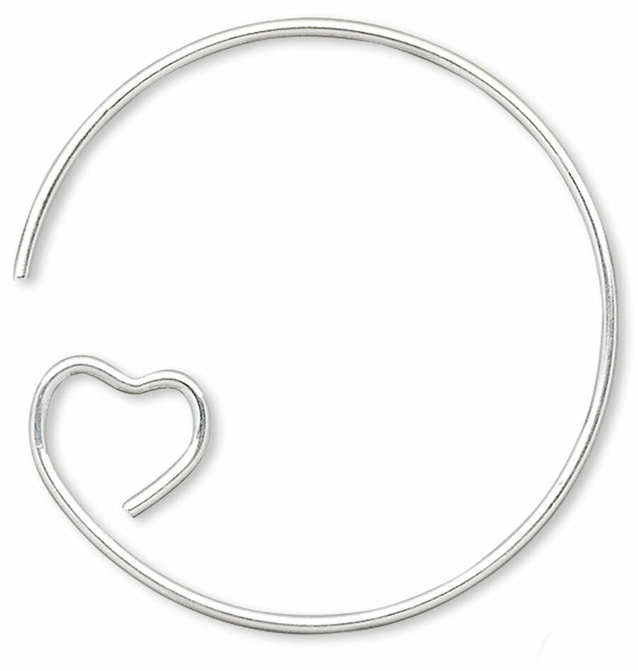 Silver Plated Brass Heart Loop Ear Wires 23mm