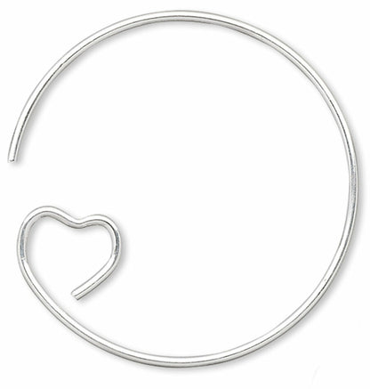Silver Plated Brass Heart Loop Ear Wires 23mm