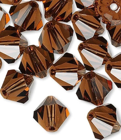 Swarovski Smoked Topaz 5328 Xilion Bicone Beads, 6mm - 24 pcs