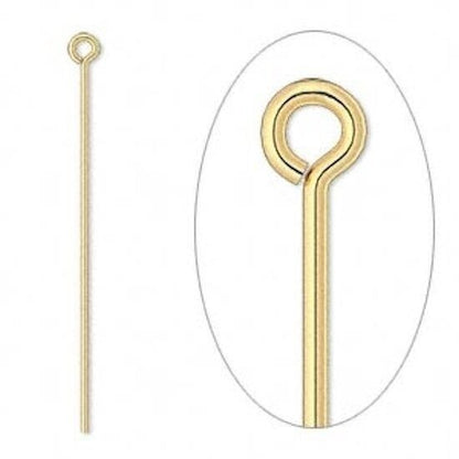 Eye Pins, Bright Gold Plated Brass, 1.5 inch, 21 Gauge, 144 pcs