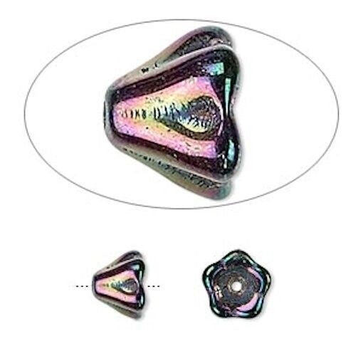 Czech Pressed Glass Bell Cone Flower Beads 8.5x6.5mm - 20 pcs