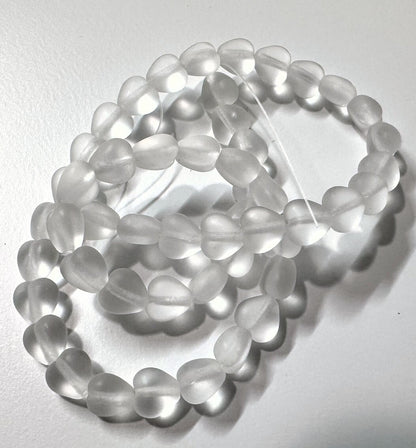 Czech Pressed Glass Matte Crystal Heart Beads, 6mm, 50 pcs