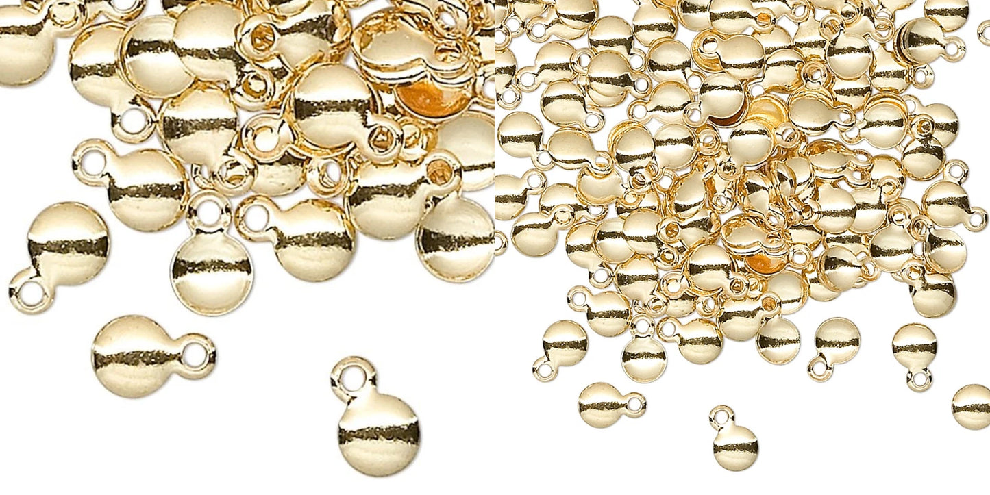 Gold Plated Brass Small Round Curved Charms, 6x4mm - Pack of 100