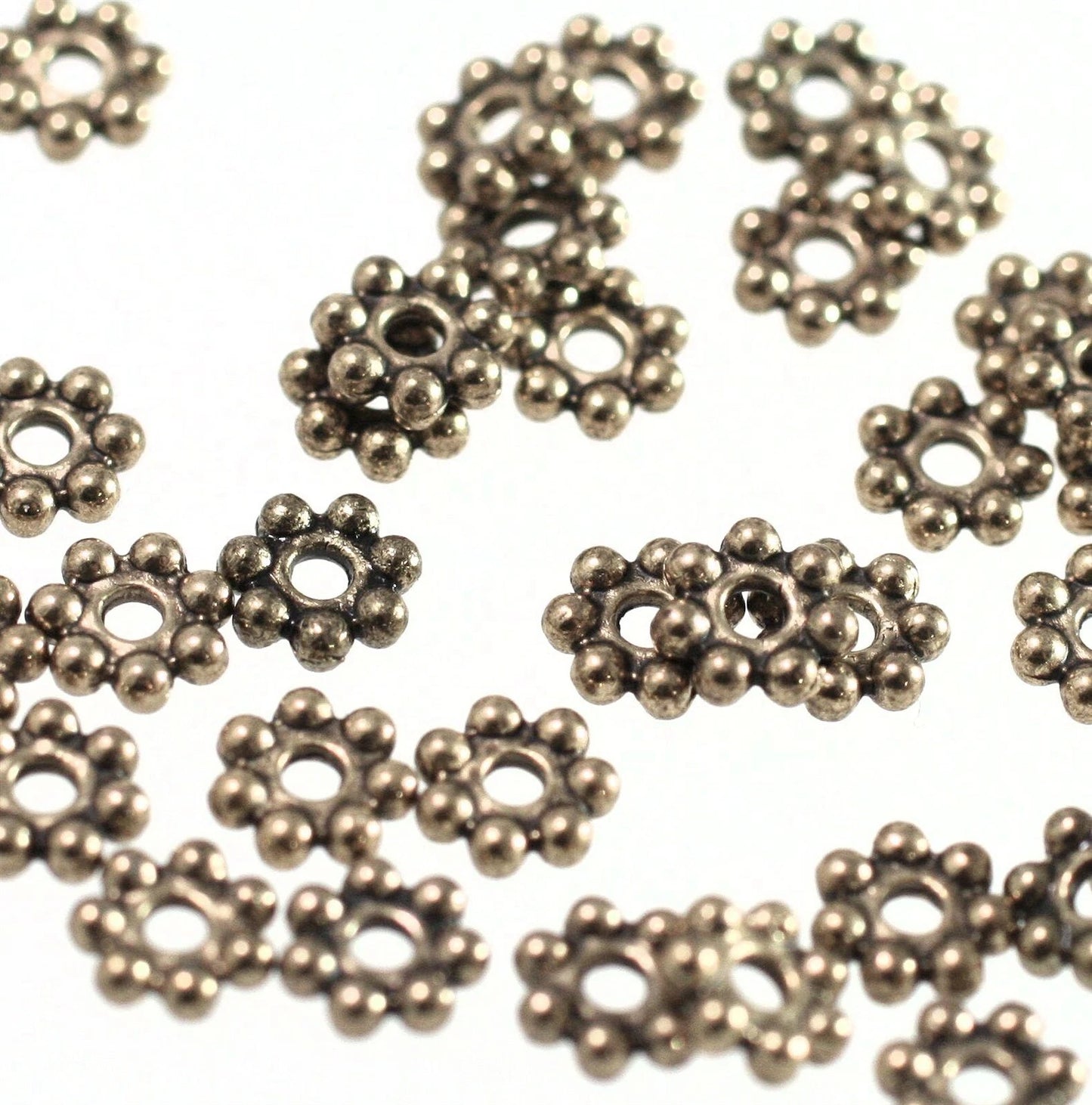 Antiqued Gold Plated Daisy Spacer Beads, 4x1.5mm, 1 Strand (approx. 240)