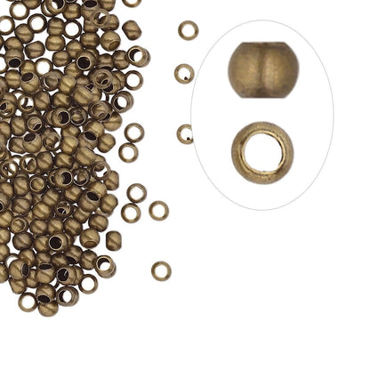 Antiqued Gold Plated Brass Crimp Beads, 2.5mm, 100 pcs