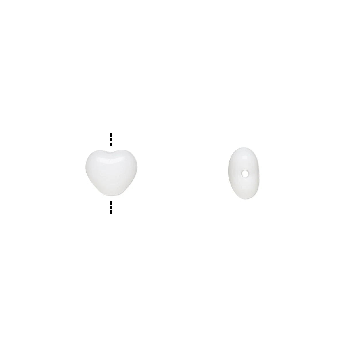 Czech Opaque White Pressed Glass Heart Beads, 6mm, 1 Strand (approx. 67)
