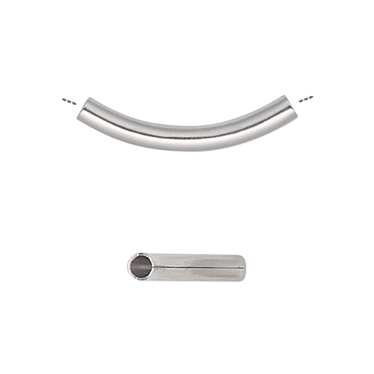 Stainless Steel Curved Tube Beads 26x3mm, 10 pcs