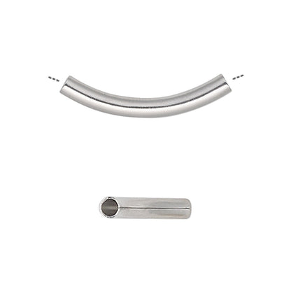 Stainless Steel Curved Tube Beads 26x3mm, 10 pcs