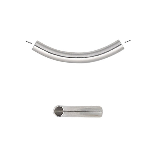 Stainless Steel Curved Tube Beads 26x3mm, 10 pcs