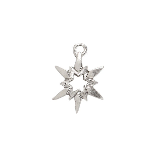Antiqued Silver Pewter Double-Sided Open Star Charms, 17x14mm - 2 pcs